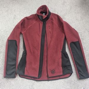 Women's Burgundy and Black Fleece Jacket